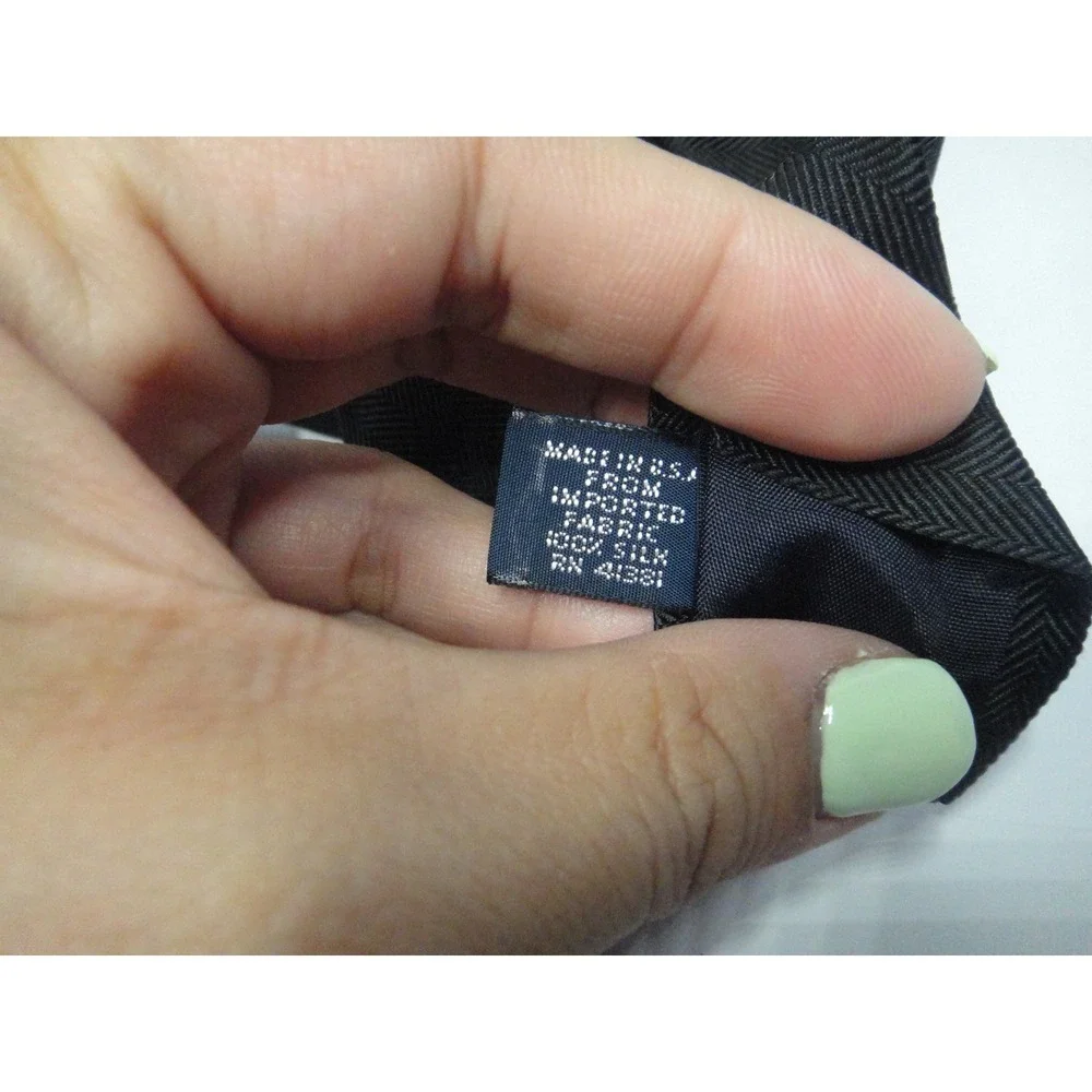 Polo Ralph Lauren Black Herringbone Silk Tie NWT Made in USA Pony Logo